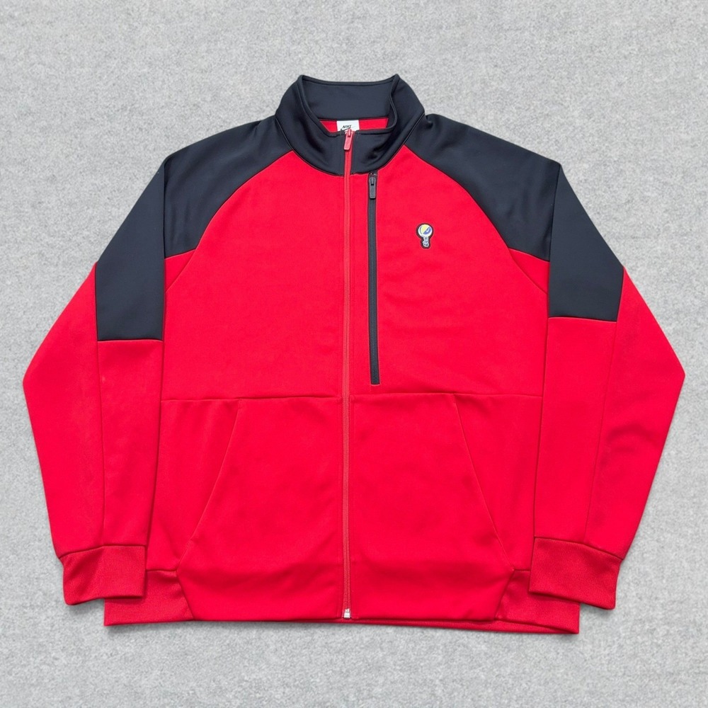 Nike Air Track Jacket Mens 2XL XXL Red Black Graphic Full Zip DZ3074-657